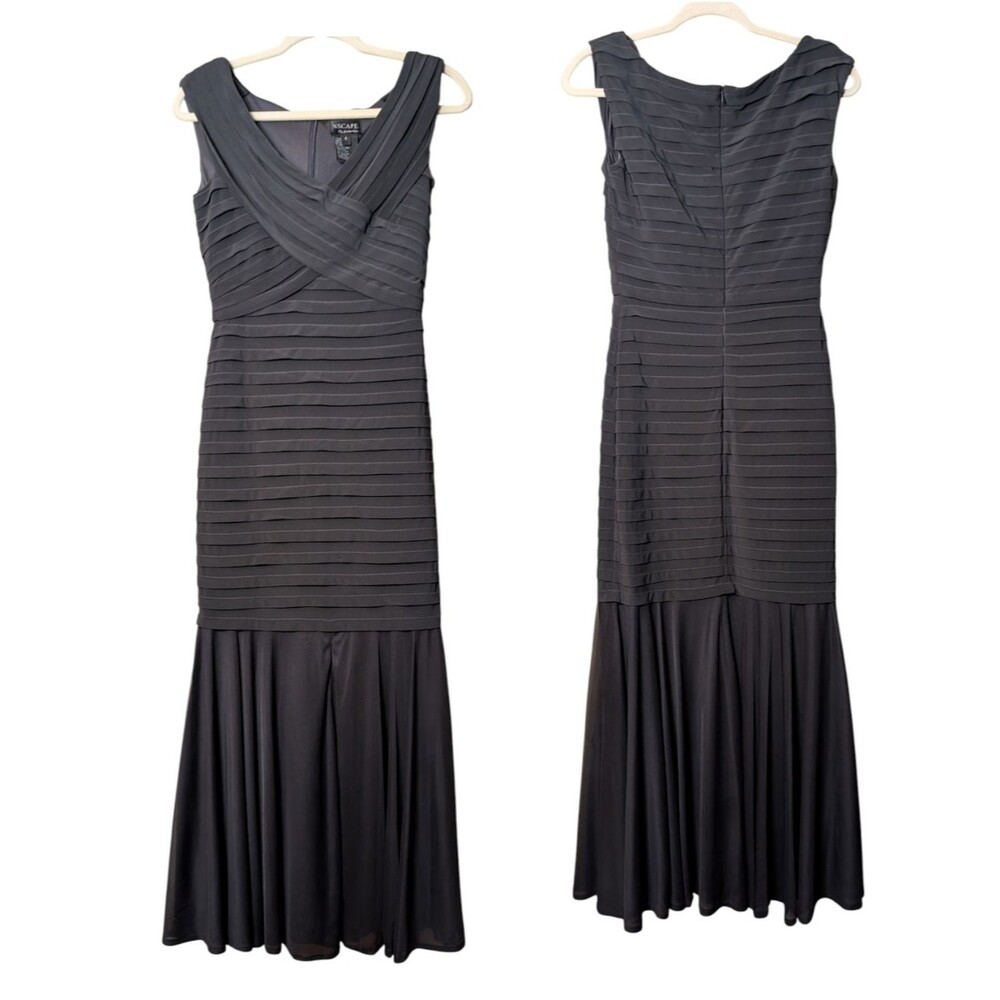 Xscape Joanna Chen sleeveless black evening gown bandage-style bodice mermaid 4 - Picture 8 of 8